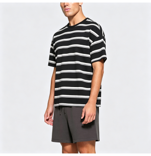 Embroidered Striped Short-Sleeve T-Shirt