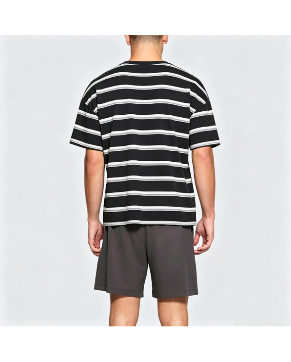 Embroidered Striped Short-Sleeve T-Shirt