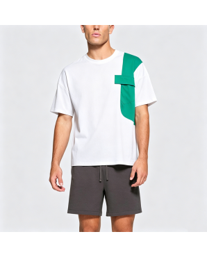 Cotton Deconstructed Color-Block Men's Short-Sleeve T-Shirt