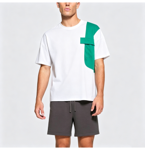 Cotton Deconstructed Color-Block Men's Short-Sleeve T-Shirt