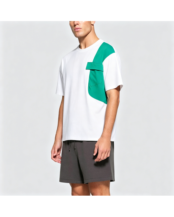 Cotton Deconstructed Color-Block Men's Short-Sleeve T-Shirt