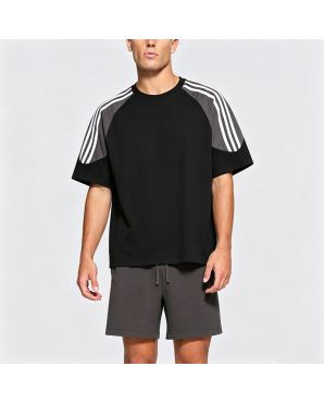 Loose Striped Color-Block Short-Sleeve T-Shirt