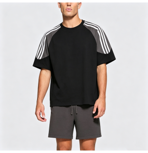 Loose Striped Color-Block Short-Sleeve T-Shirt