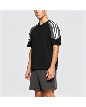 Loose Striped Color-Block Short-Sleeve T-Shirt