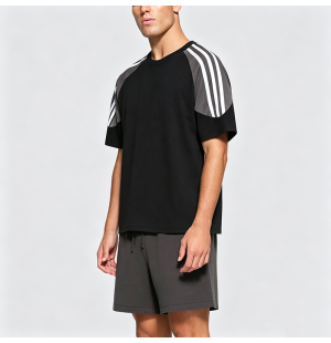 Loose Striped Color-Block Short-Sleeve T-Shirt