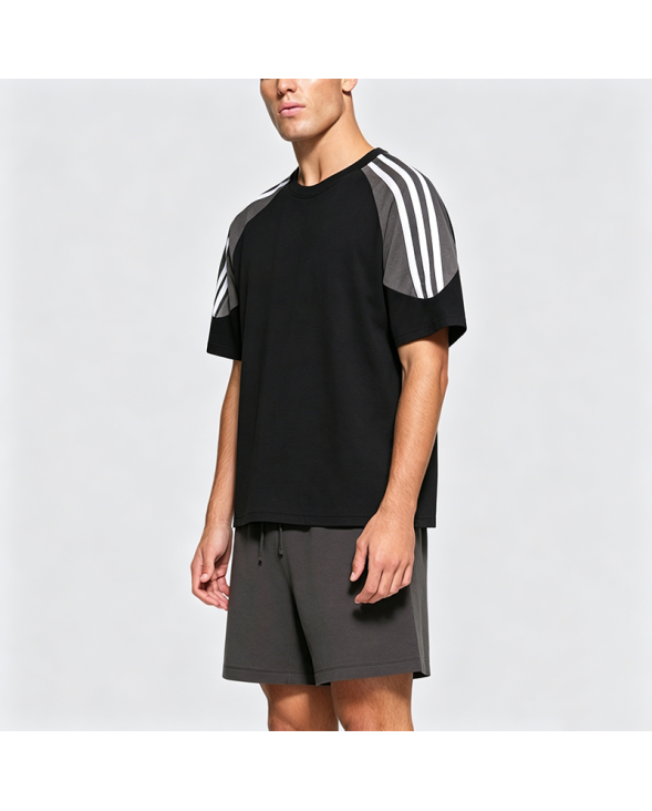 Loose Striped Color-Block Short-Sleeve T-Shirt