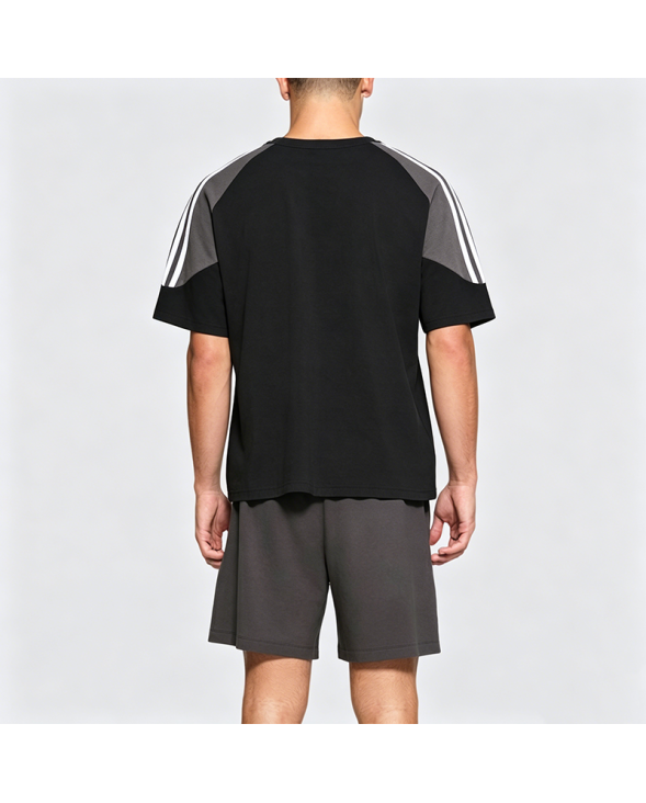 Loose Striped Color-Block Short-Sleeve T-Shirt