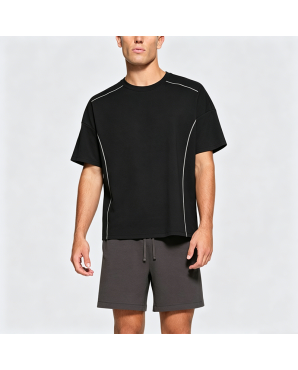 American Retro Spliced Line Short Sleeve T-Shirt