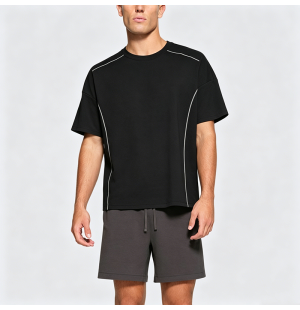 American Retro Spliced Line Short Sleeve T-Shirt