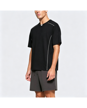 American Retro Spliced Line Short Sleeve T-Shirt