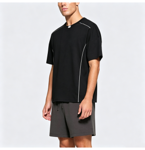 American Retro Spliced Line Short Sleeve T-Shirt