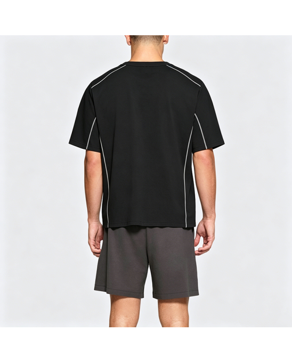 American Retro Spliced Line Short Sleeve T-Shirt
