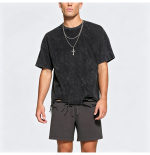 Distressed Washed Short-Sleeve T-Shirt