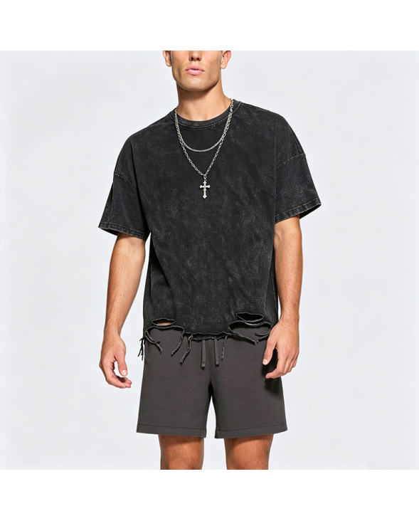 Distressed Washed Short-Sleeve T-Shirt