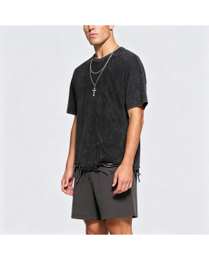Distressed Washed Short-Sleeve T-Shirt