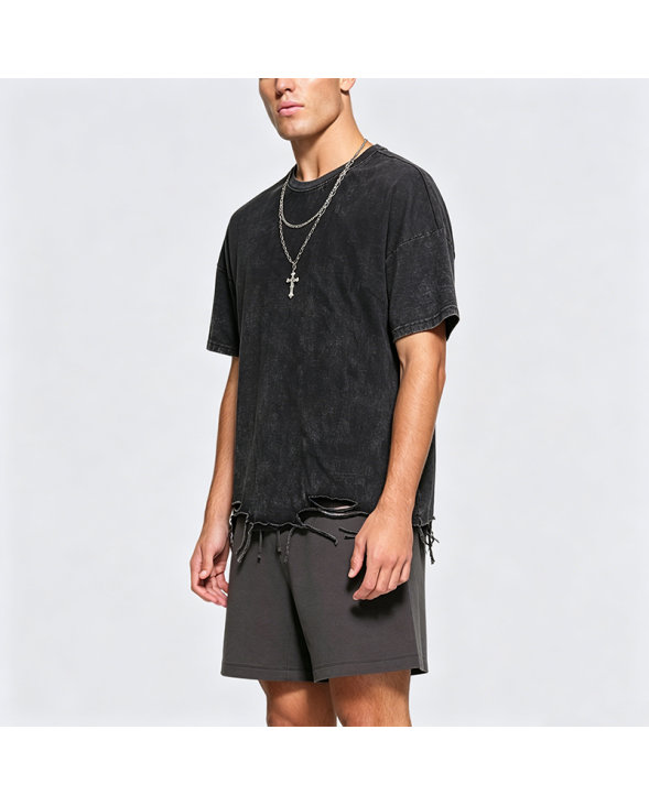 Distressed Washed Short-Sleeve T-Shirt