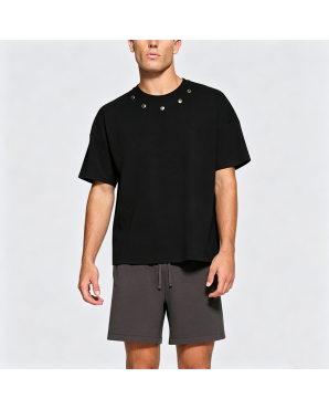 American High Street Padded Shoulder Loose Short Sleeve T-Shirt