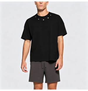American High Street Padded Shoulder Loose Short Sleeve T-Shirt