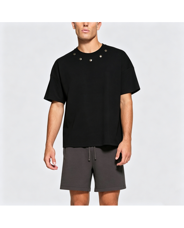 American High Street Padded Shoulder Loose Short Sleeve T-Shirt