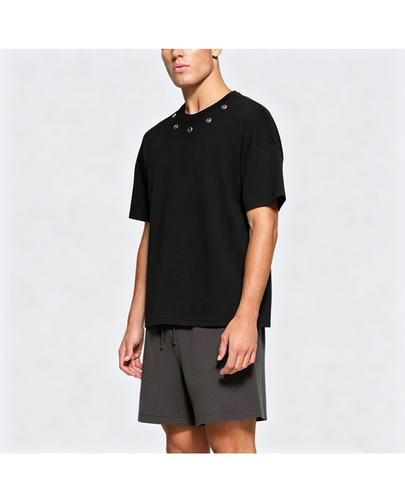 American High Street Padded Shoulder Loose Short Sleeve T-Shirt