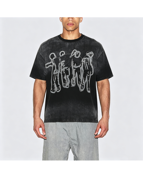 Gradient Washed Cotton Short Sleeve T-Shirt