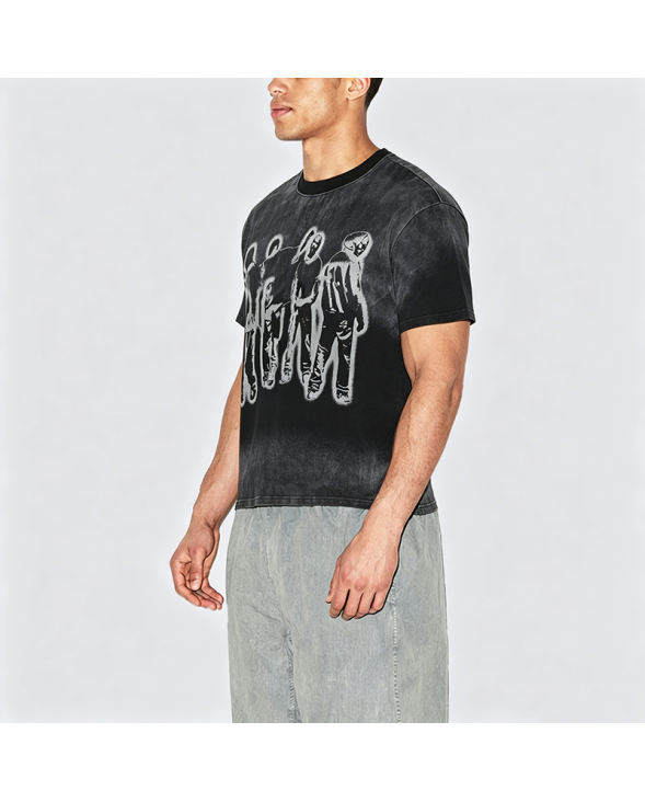 Gradient Washed Cotton Short Sleeve T-Shirt