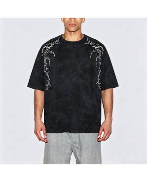 American Style Heavy Embroidery Loose Short Sleeve T-Shirt