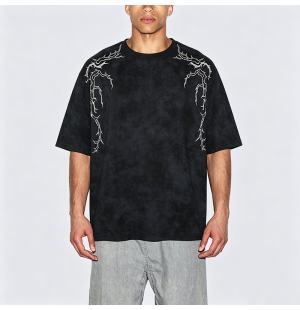 American Style Heavy Embroidery Loose Short Sleeve T-Shirt