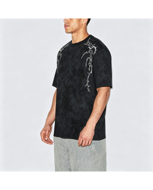 American Style Heavy Embroidery Loose Short Sleeve T-Shirt