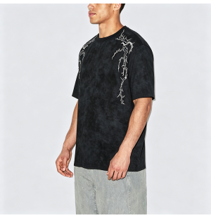 American Style Heavy Embroidery Loose Short Sleeve T-Shirt