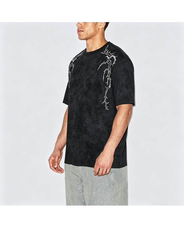 American Style Heavy Embroidery Loose Short Sleeve T-Shirt