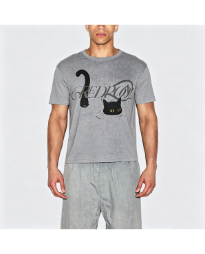 Black Kitten Print Short-Sleeve T-Shirt