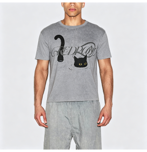 Black Kitten Print Short-Sleeve T-Shirt