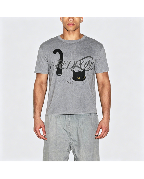 Black Kitten Print Short-Sleeve T-Shirt