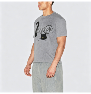 Black Kitten Print Short-Sleeve T-Shirt