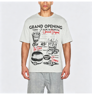 Hamburger Print Heavyweight Cotton Short-Sleeve T-Shirt