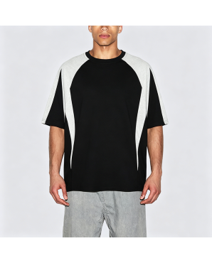 American Street Retro Loose Color-block Short Sleeve T-Shirt