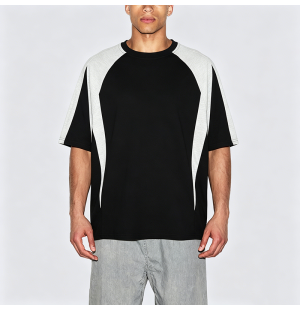 American Street Retro Loose Color-block Short Sleeve T-Shirt