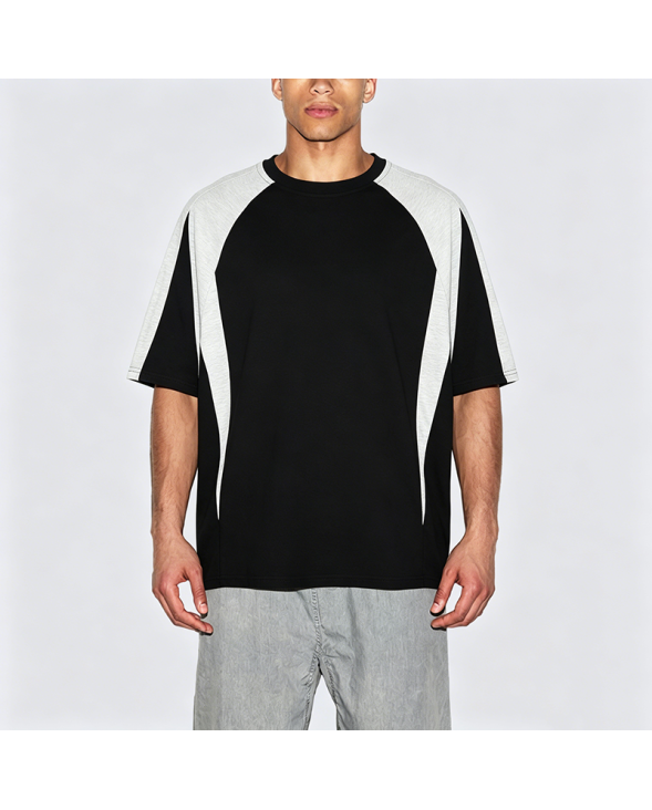 American Street Retro Loose Color-block Short Sleeve T-Shirt