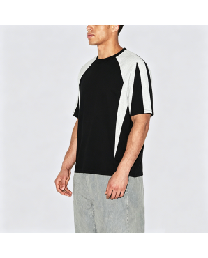 American Street Retro Loose Color-block Short Sleeve T-Shirt
