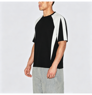 American Street Retro Loose Color-block Short Sleeve T-Shirt