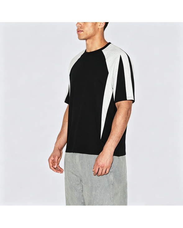 American Street Retro Loose Color-block Short Sleeve T-Shirt