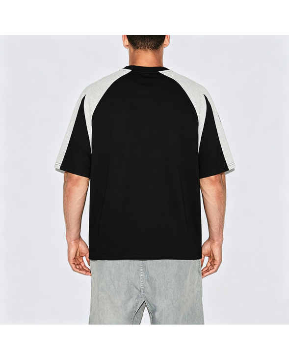 American Street Retro Loose Color-block Short Sleeve T-Shirt