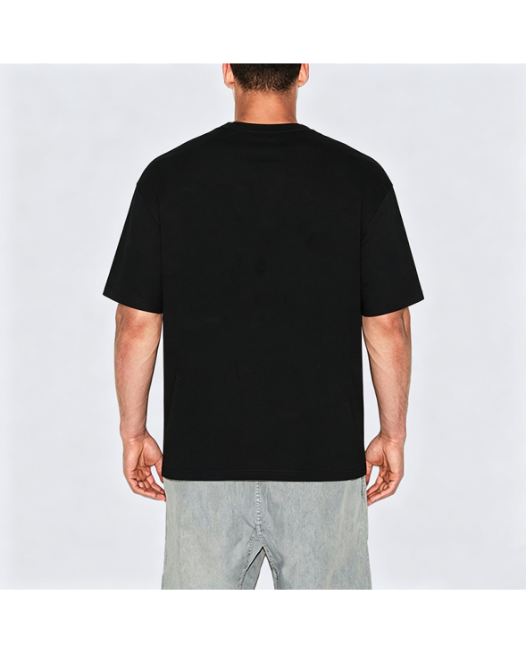 Pink Line Design Black Cotton Short Sleeve T-Shirt