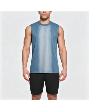 Washed Gradient Sleeveless Tank Top Loose Letter Embroidery Sport T-Shirt