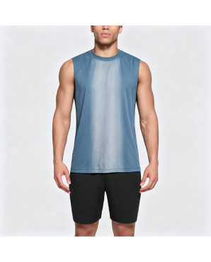 Washed Gradient Sleeveless Tank Top Loose Letter Embroidery Sport T-Shirt