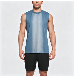 Washed Gradient Sleeveless Tank Top Loose Letter Embroidery Sport T-Shirt