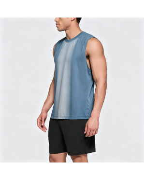 Washed Gradient Sleeveless Tank Top Loose Letter Embroidery Sport T-Shirt