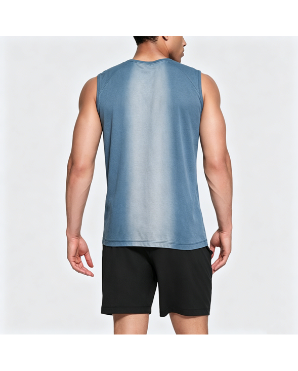 Washed Gradient Sleeveless Tank Top Loose Letter Embroidery Sport T-Shirt