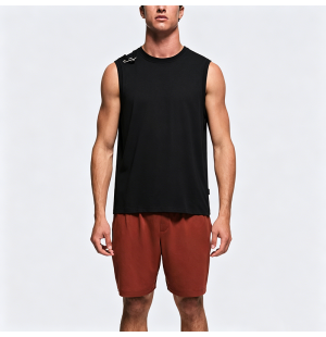 Creative Pin Decorated Black Sports Sleeveless T-Shirt